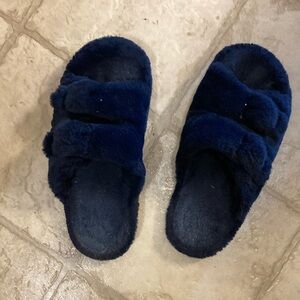 LOFT Navy Blue Fuzzy Slippers
